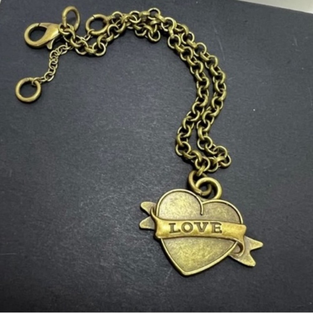 Antique Bronze Love Banner Bracelet - Picture 1 of 2